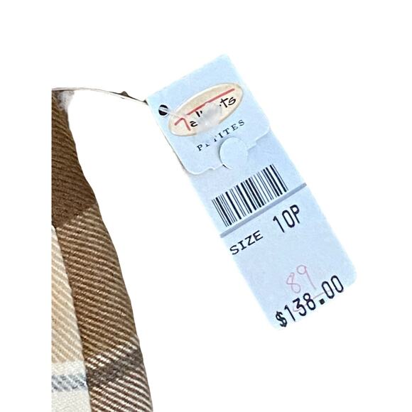 Vtg Talbots 100% LambsWool Wrap Midi Skirt Brown Tan Striped Plaid Size 10P NWT - Picture 4 of 7